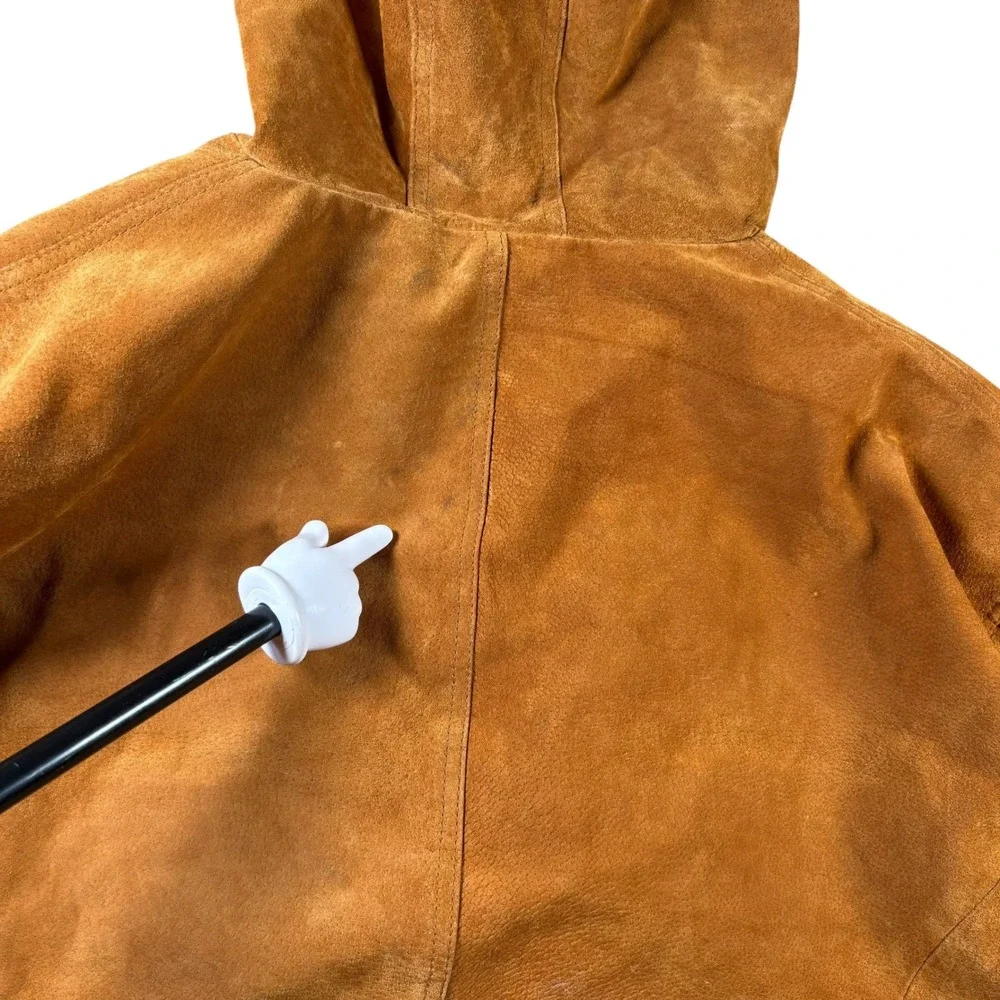 VTG Wilsons Leather Parka Jacket Mens L Brown Suede Toggle Hooded Heavyweight